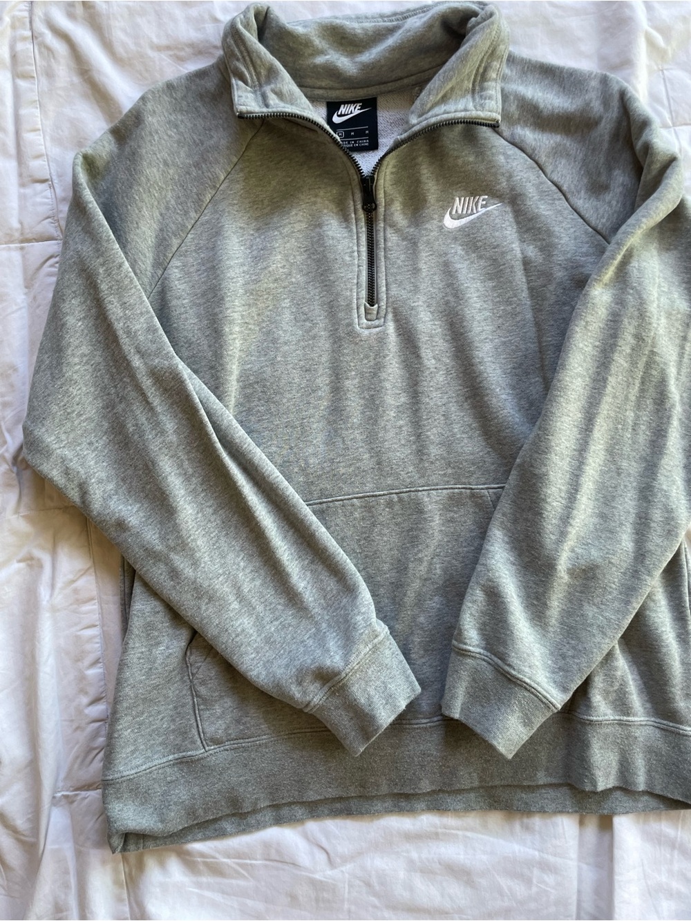Nike Women's Heather Gray Quarter-Zip Pullover Sweatshirt Size Medium